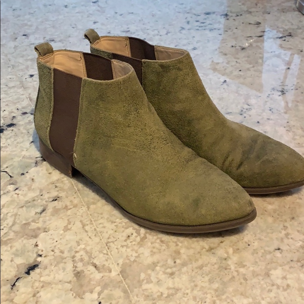 Green suede booties